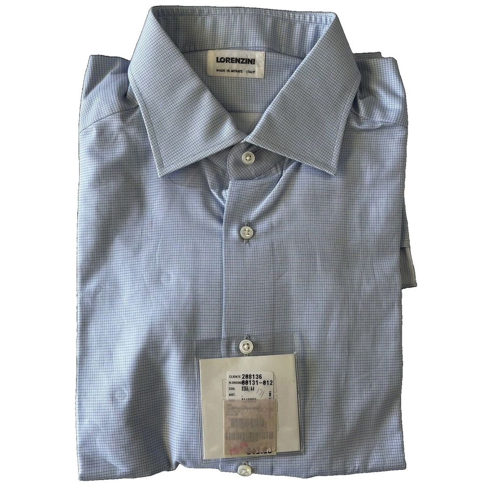 Lorenzini Men's Dress Shirt Size 16/41 Blue Plaid NWT $345